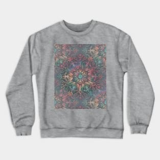 Winter Sunset Mandala in Charcoal, Mint and Melon Crewneck Sweatshirt